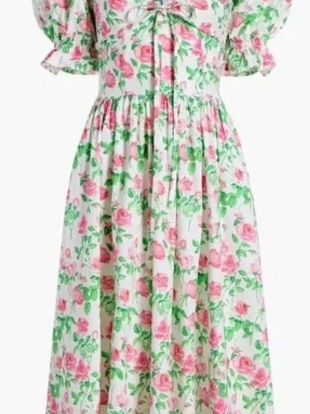 Hill House The Ophelia Dress Rose Print Puff Sleeve Nap A-line Midi XXS NEW - Picture 6 of 11